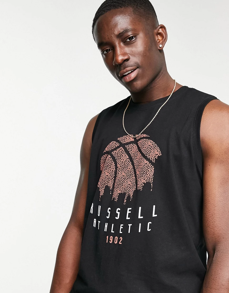 Russell Athletic – Sky Line – Trägershirt in Schwarz-Grau günstig online kaufen