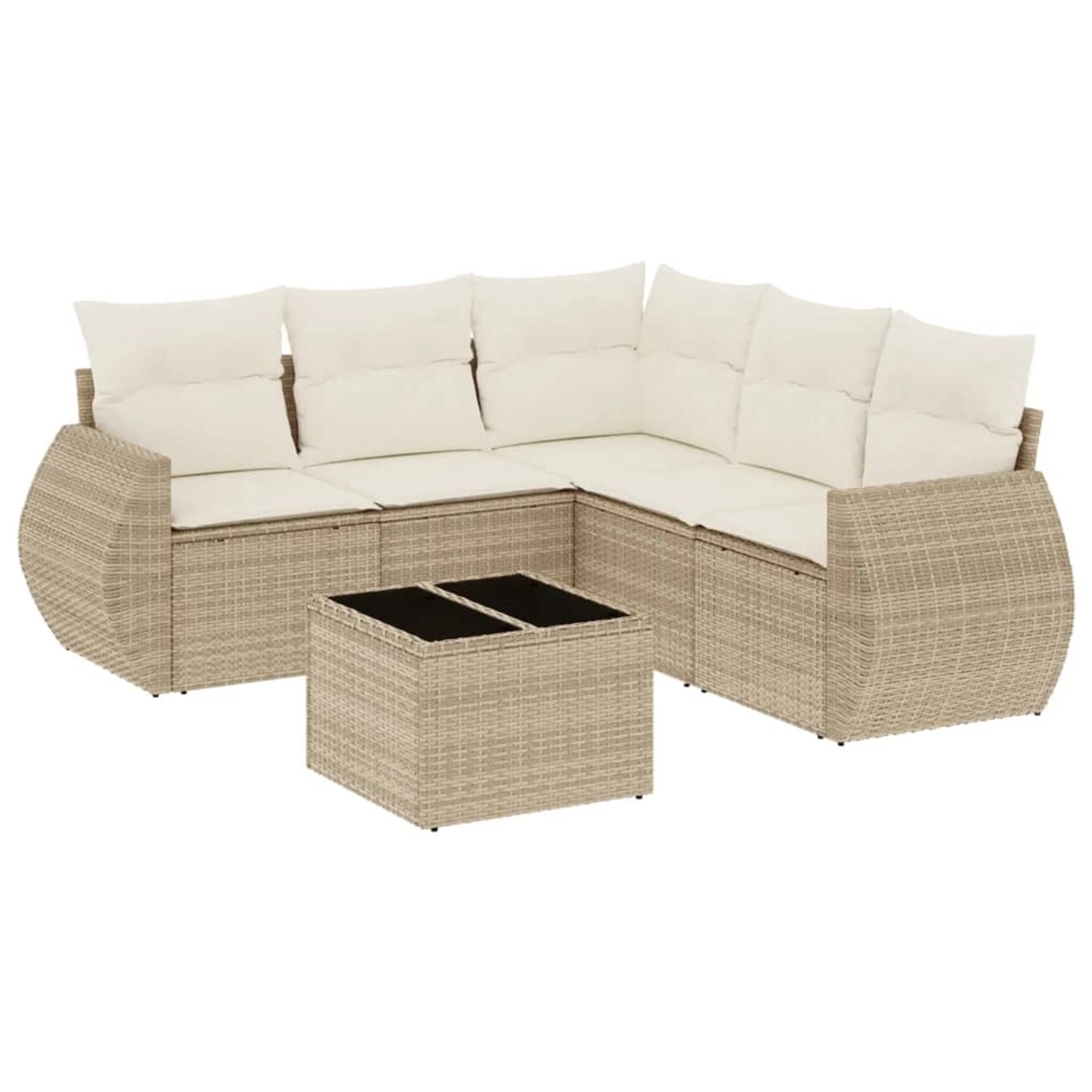 vidaXL 6-Tlg Garten-Sofagarnitur mit Kissen Beige Poly Rattan 3253695 günstig online kaufen