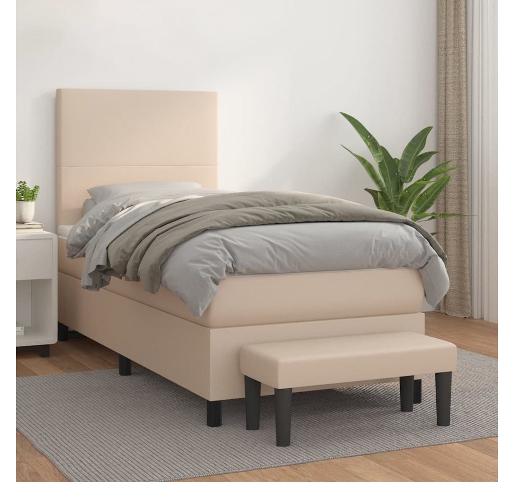 vidaXL Boxspringbett Boxspringbett mit Matratze und Fusshocker Kunstleder ( günstig online kaufen