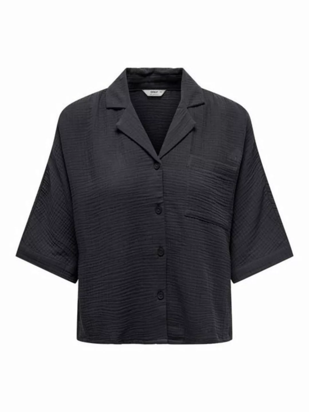 ONLY Blusenshirt Kurzes Struktur Stoff Hemd ONLTHYRA 4935 in Grau günstig online kaufen