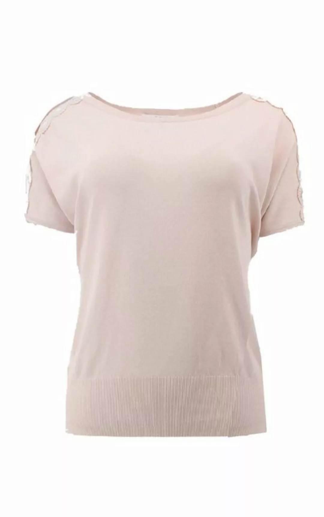 Passioni T-Shirt in beige mit Spitzen Ärmeln günstig online kaufen