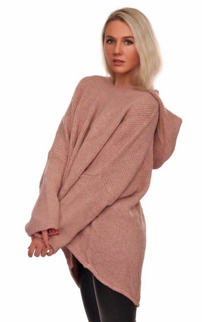 Charis Moda Hoodie Strickpullover asymmetrischer Schnitt im Oversize Look günstig online kaufen