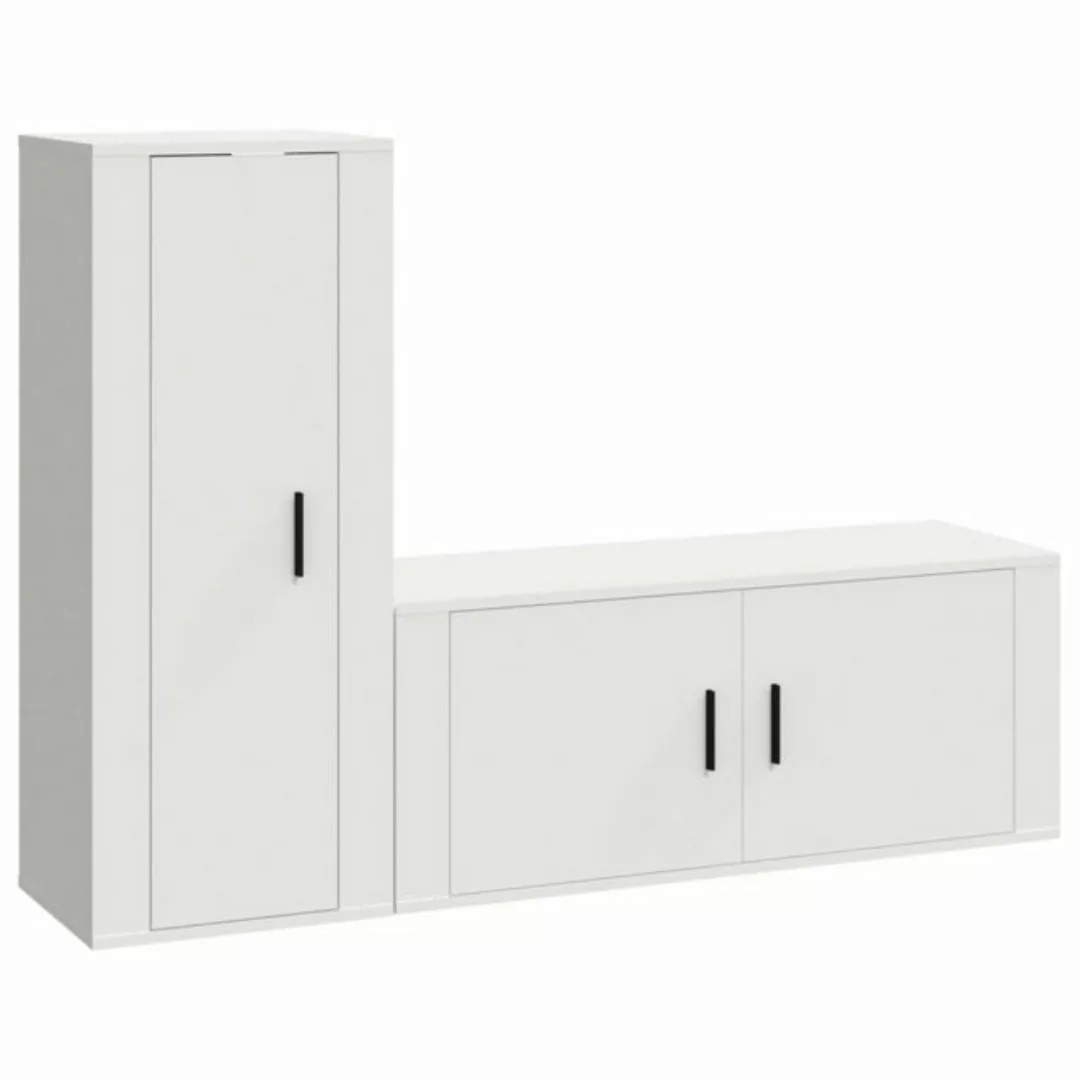 furnicato TV-Schrank 2-tlg. TV-Schrank-Set Weiß Holzwerkstoff (1-St) günstig online kaufen