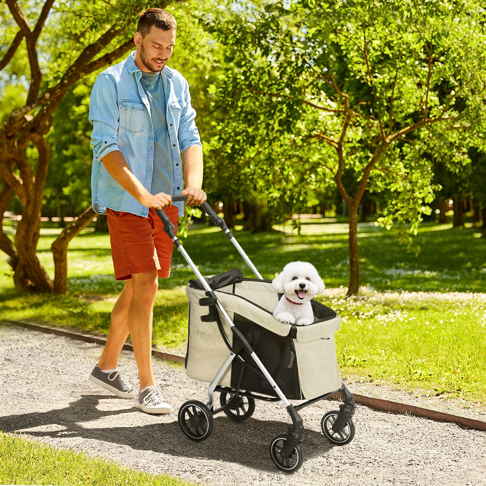 PawHut Hundewagen leicht Hundebuggy aus Aluminium klappbar für Hunde & Katz günstig online kaufen