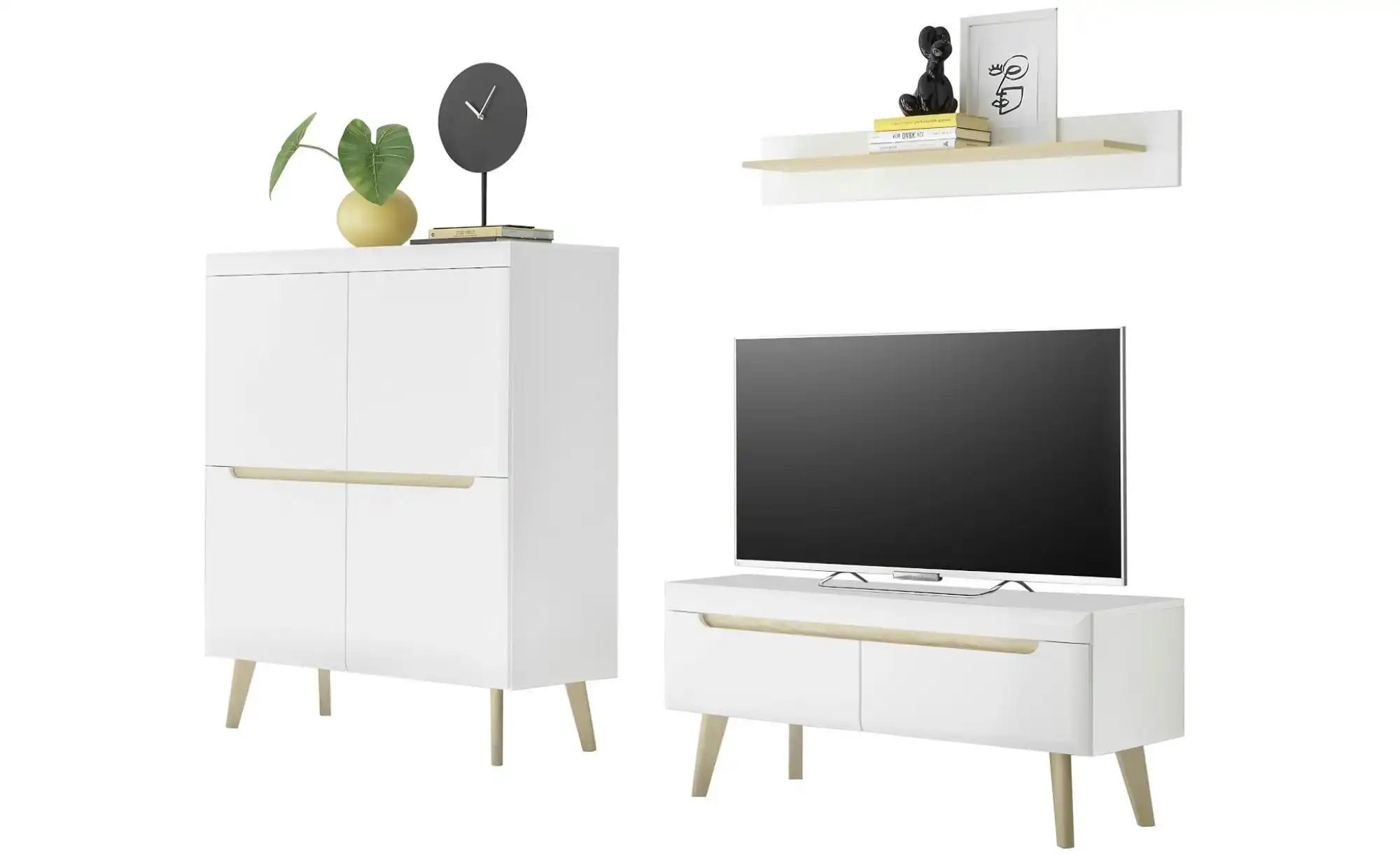 Wohnwand  Malaren ¦ weiß ¦ Maße (cm): B: 234 H: 170 Kommoden & Sideboards > günstig online kaufen