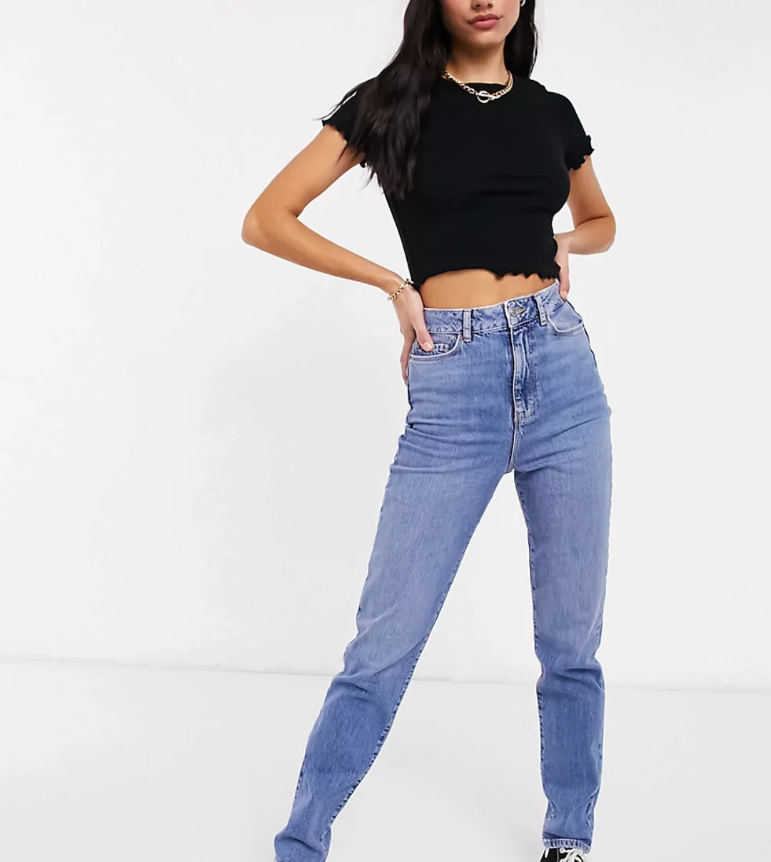 New Look Tall – Mom-Jeans in Authentic-Blau mit betonter Taille günstig online kaufen