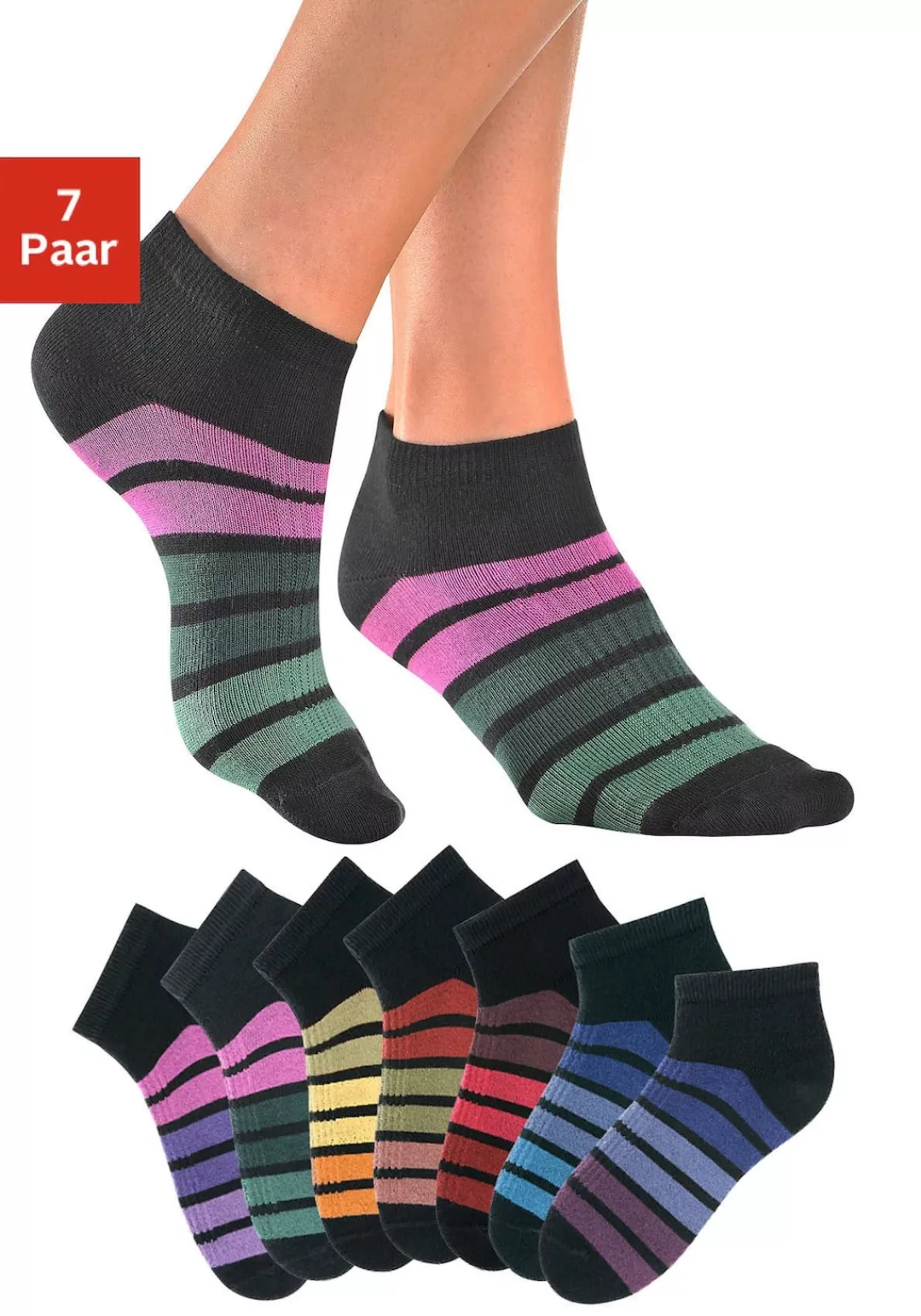 H.I.S Sneakersocken, (Packung, 7 Paar), mit bunten Ringeln günstig online kaufen