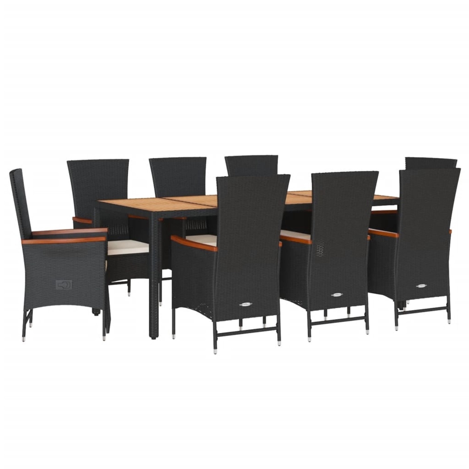 vidaXL 9-Tlg Garten-Essgruppe mit Kissen Schwarz Poly Rattan 3277521 günstig online kaufen