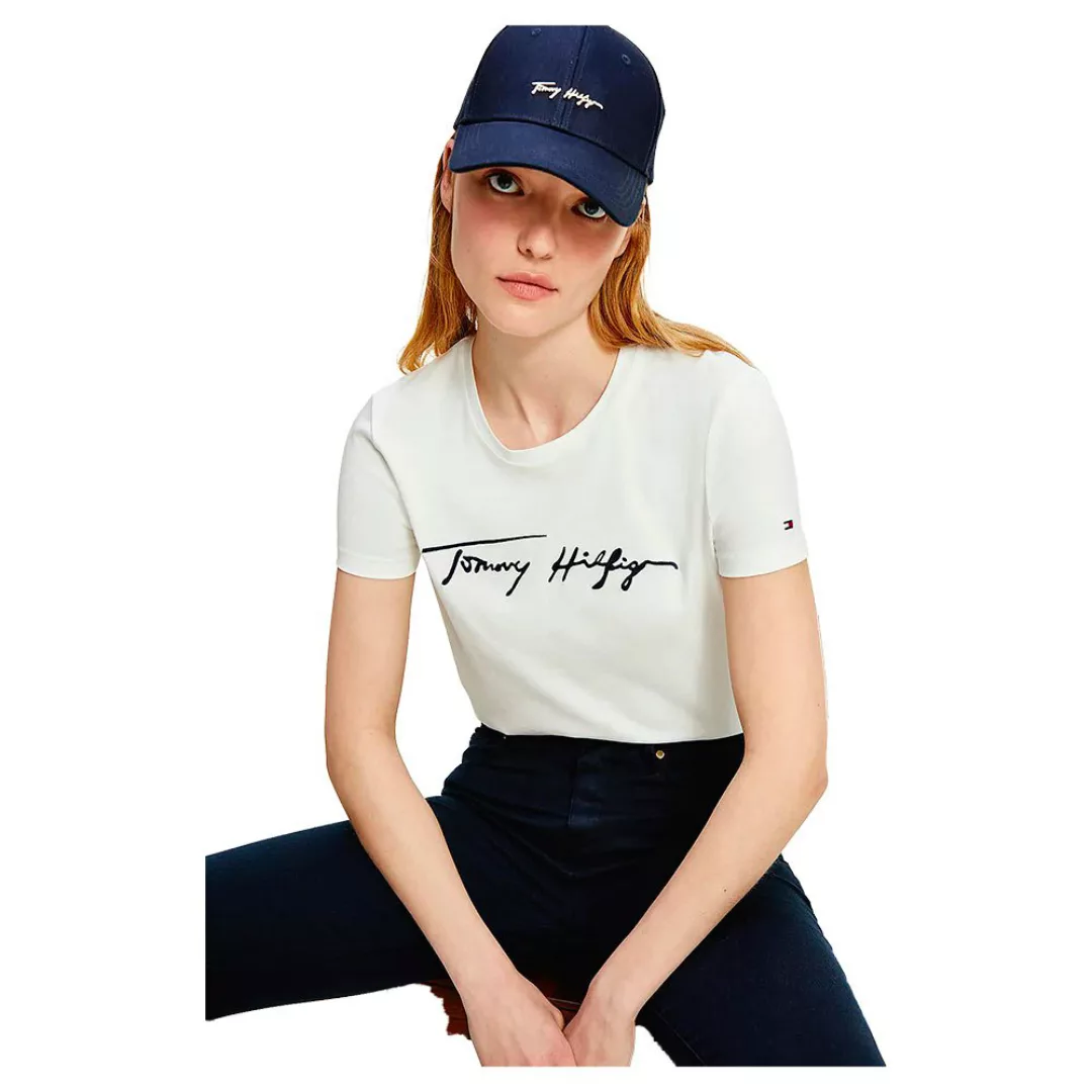Tommy Hilfiger Regular Script Kurzärmeliges T-shirt M Ecru günstig online kaufen