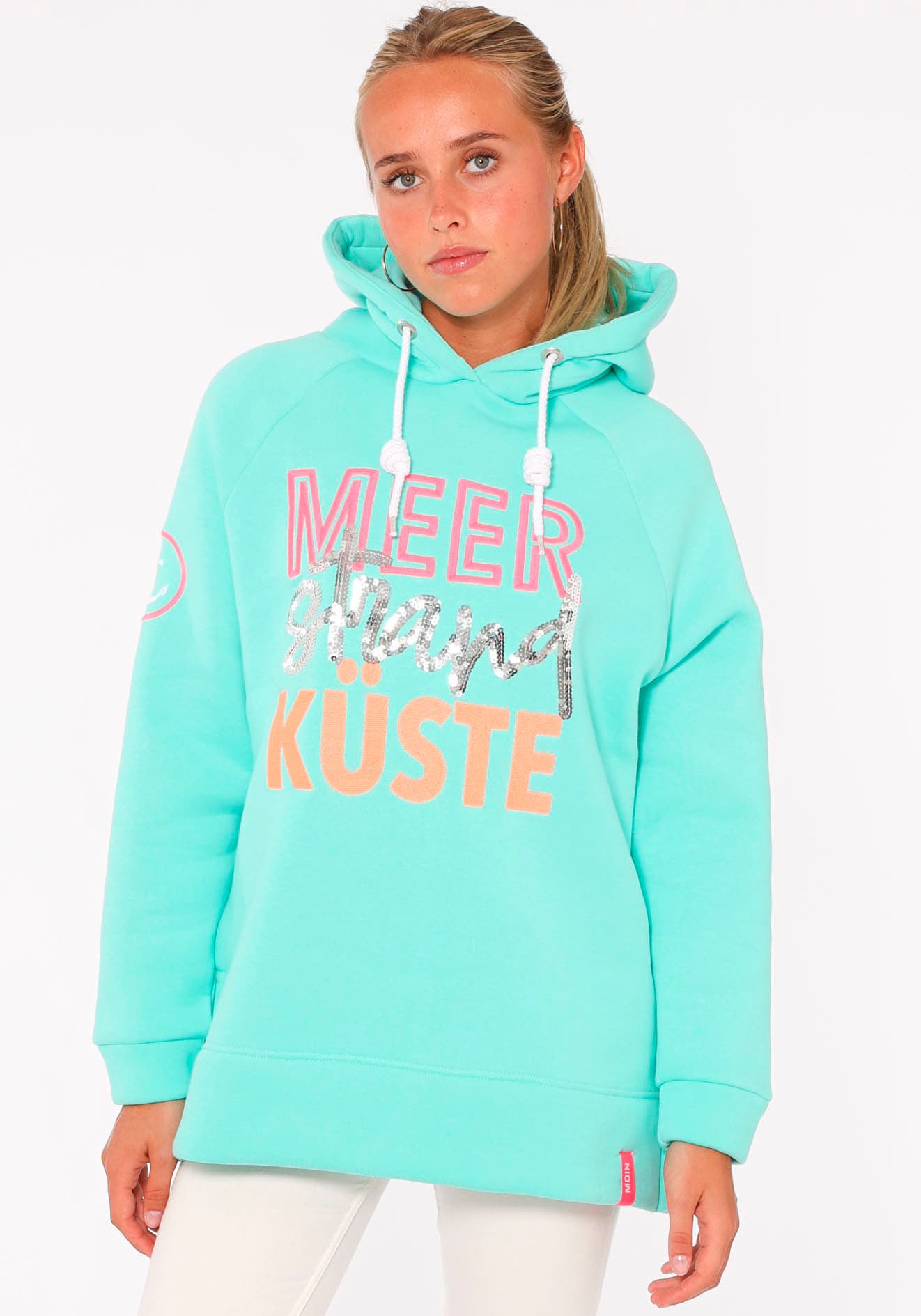 Zwillingsherz Hoodie "Meer Strand Küste", mit Kapuze, Pailletten-Schriftzug günstig online kaufen