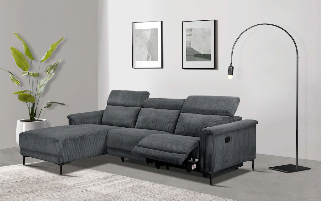 Places of Style Ecksofa "Lund in Cord, L-Form, 261 cm, mit manueller", o. e günstig online kaufen