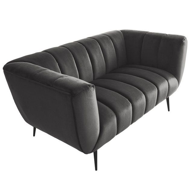 riess-ambiente 2-Sitzer NOBLESSE 165cm grau / schwarz · Couch mit Bezug aus günstig online kaufen