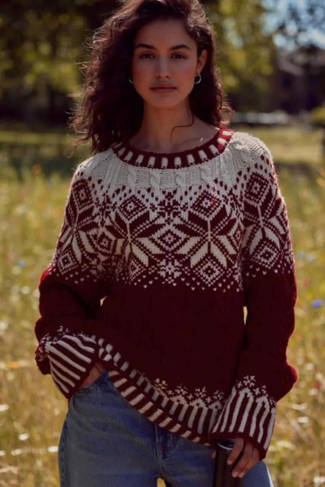 Next Rundhalspullover Weihnachtlicher Strickpullover – Kurzgröße (1-tlg) günstig online kaufen