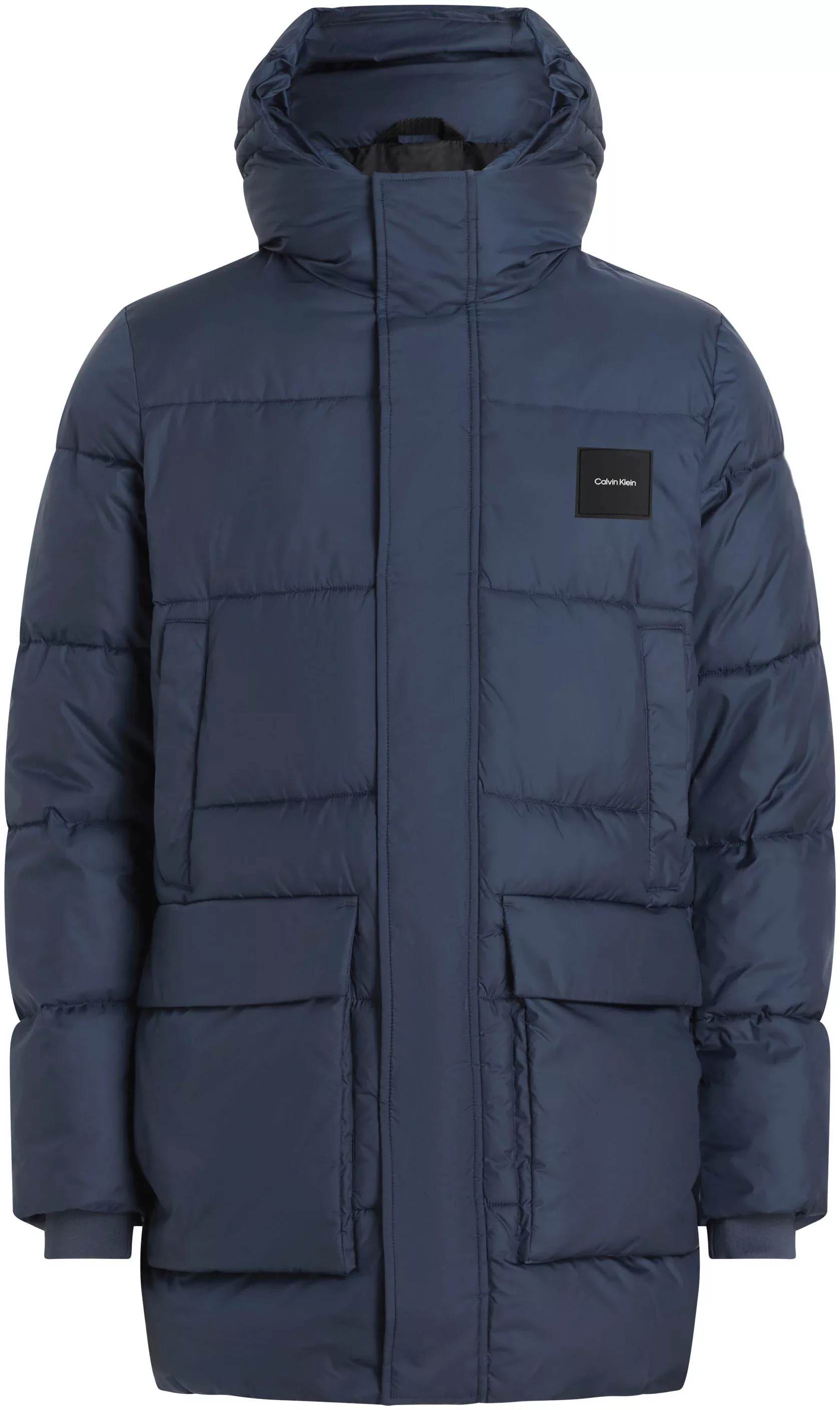 Calvin Klein Kurzmantel "LONG HOODED QUILT PUFFER MW", mit Logopatch günstig online kaufen