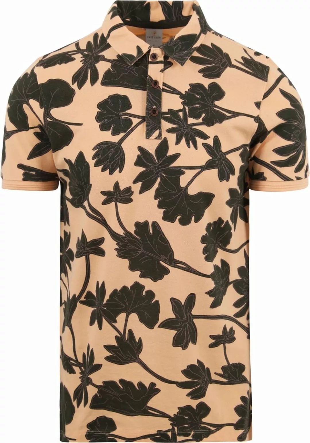 Gusseisen-Poloshirt Orange Blumen  - Größe XL günstig online kaufen