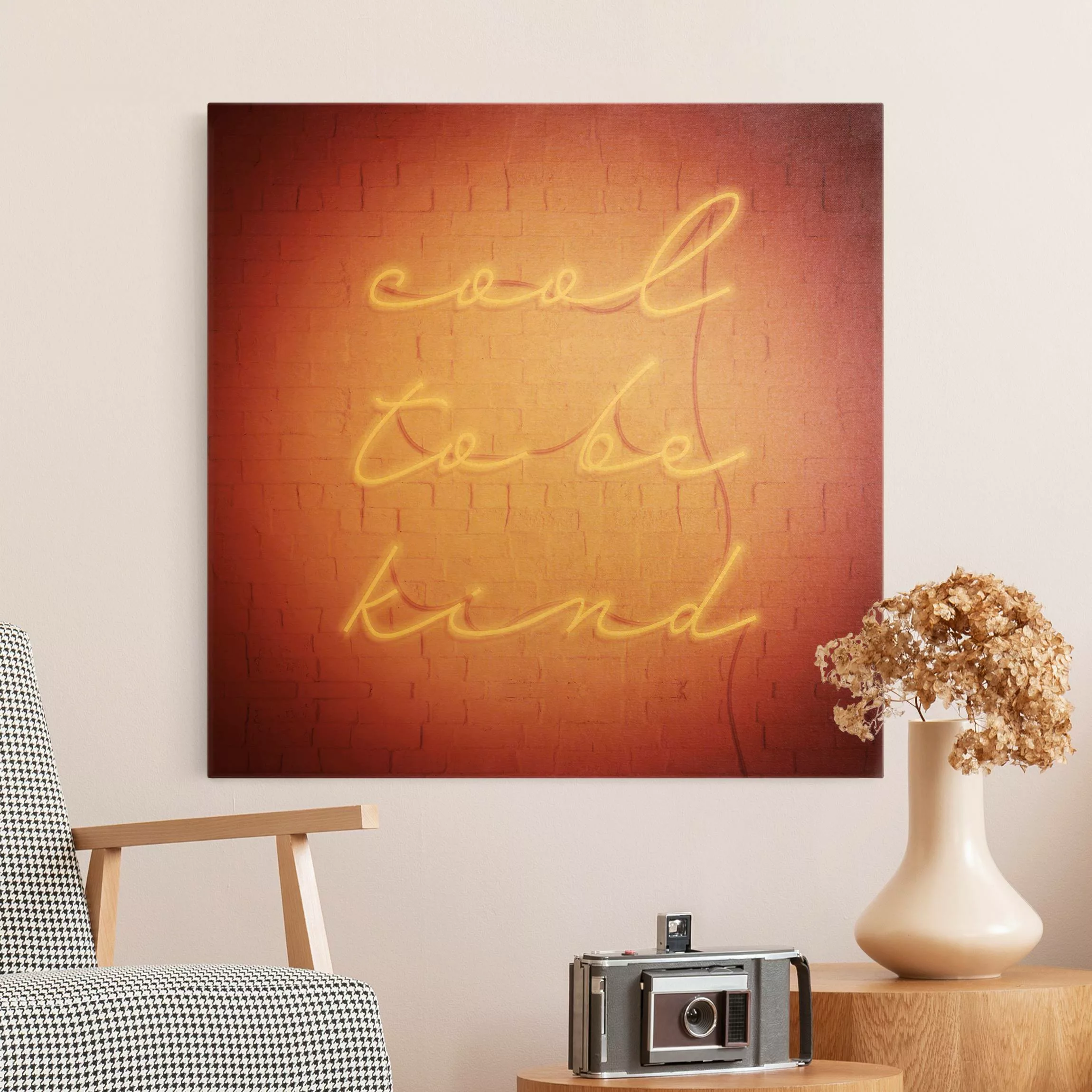 Leinwandbild Gold Neon Schriftzug - cool to be kind günstig online kaufen