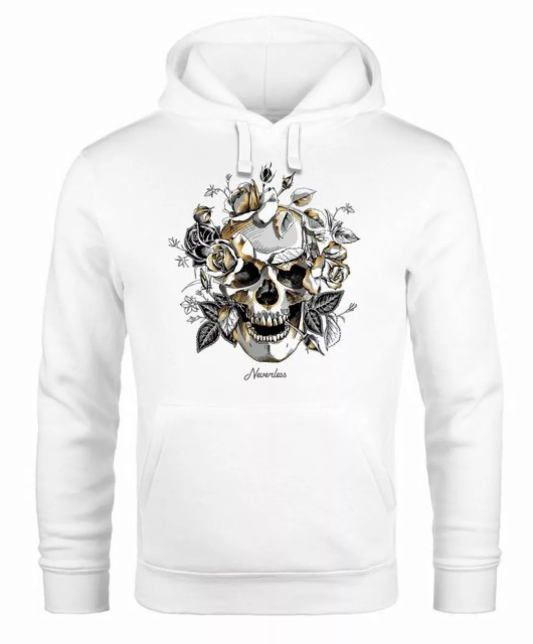 Neverless Hoodie Hoodie Herren Totenkopf Rosen Skull Flower Schädel Kapuzen günstig online kaufen