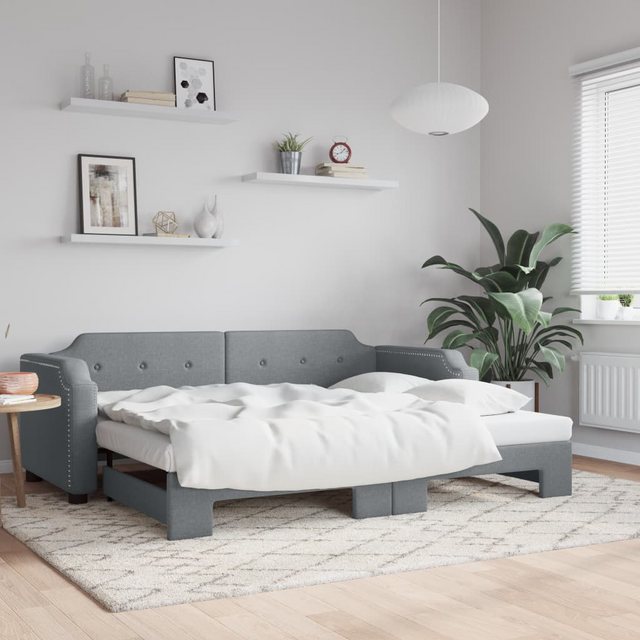 vidaXL Gästebett Gästebett Tagesbett Ausziehbar Hellgrau 80x200 cm Stoff Be günstig online kaufen