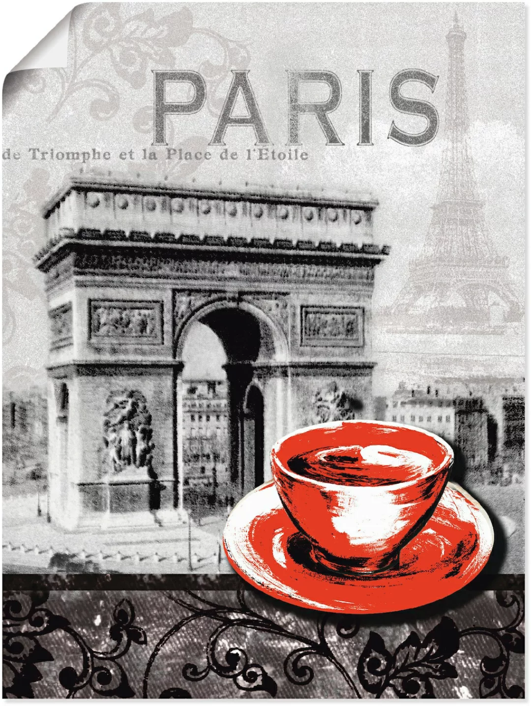 Artland Wandbild "Paris - Café au Lait - Milchkaffee", Gebäude, (1 St.), al günstig online kaufen