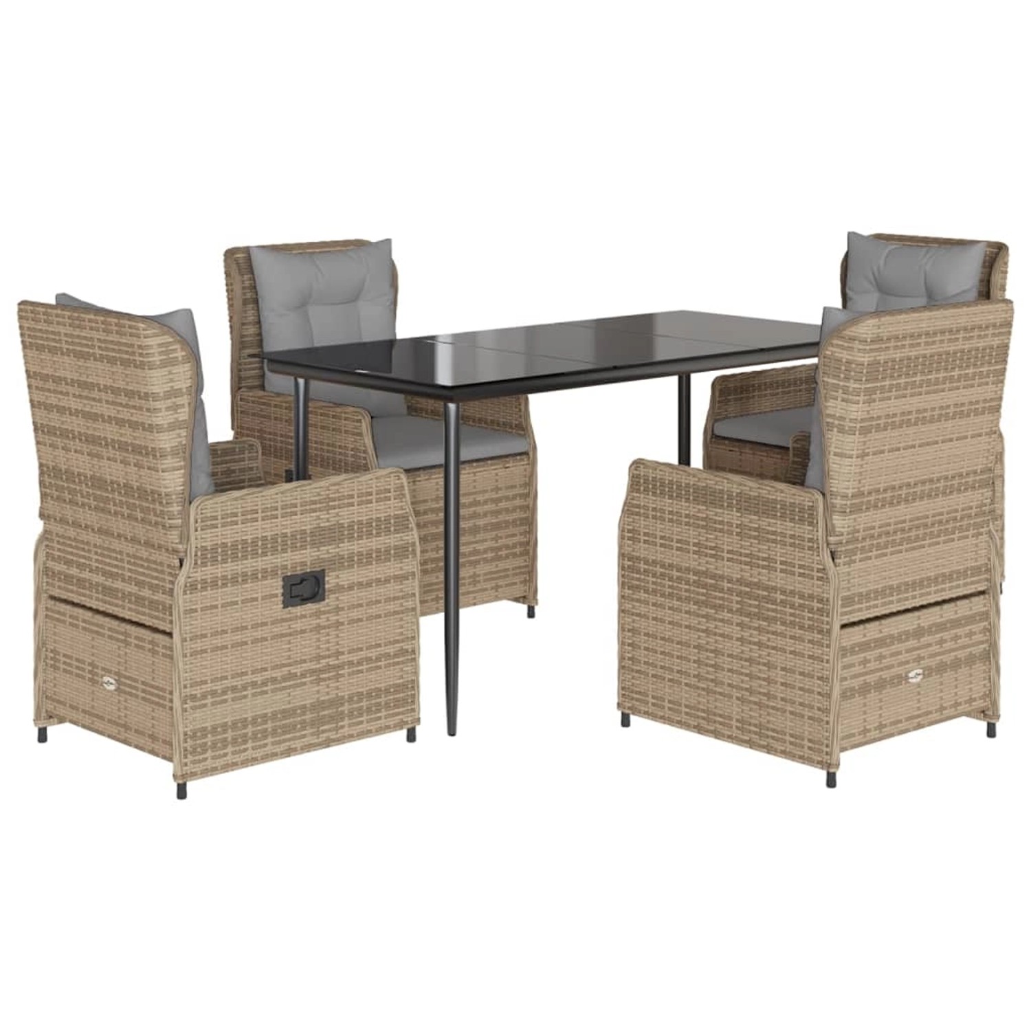 vidaXL 5-Tlg Garten-Essgruppe mit Kissen Beige Poly Rattan 3262870 günstig online kaufen