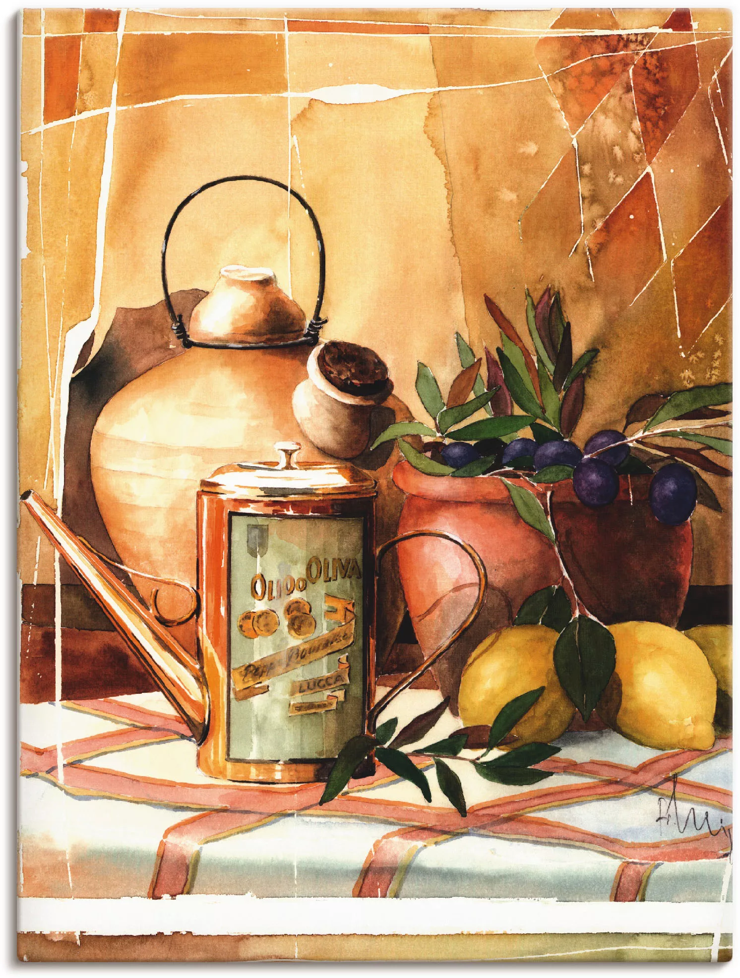 Artland Leinwandbild »Olivenöl«, Arrangements, (1 St.), auf Keilrahmen gesp günstig online kaufen