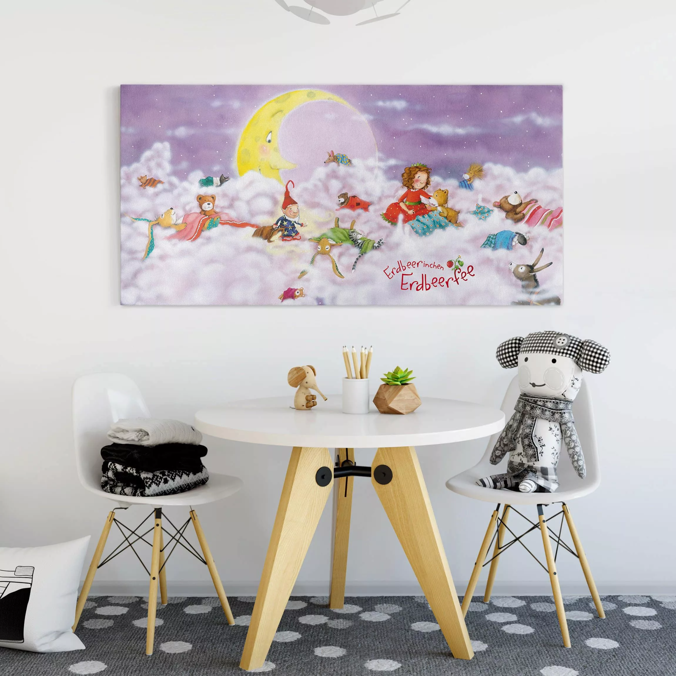 Leinwandbild Kinderzimmer - Querformat Erdbeerinchen Erdbeerfee - Über den günstig online kaufen