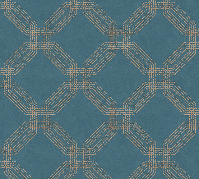 Bricoflor Art Deco Tapete in Blau Gold Retro Vliestapete Geometrisch für Wo günstig online kaufen