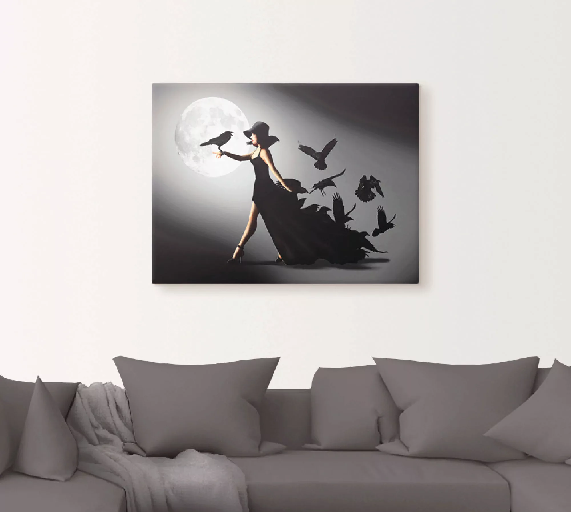 Artland Wandbild "Die Frau mit den Raben", Animal Fantasy, (1 St.), als Alu günstig online kaufen
