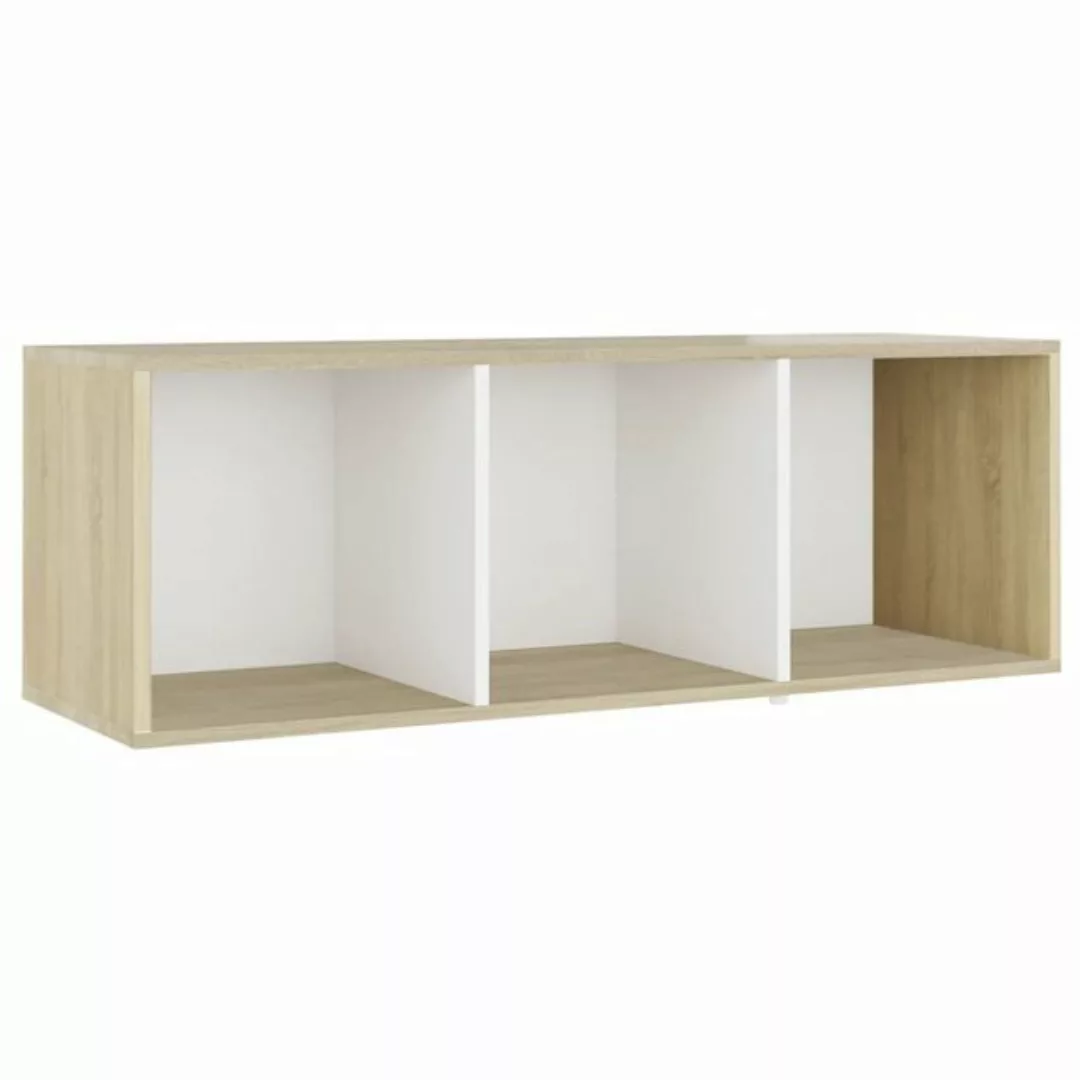furnicato TV-Schrank Weiß und Sonoma-Eiche 107x35x37 cm Holzwerkstoff günstig online kaufen