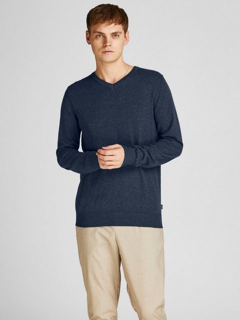 Jack & Jones Longsleeve Dünner Langarm Strickpullover V-Neck Basic Sweater günstig online kaufen