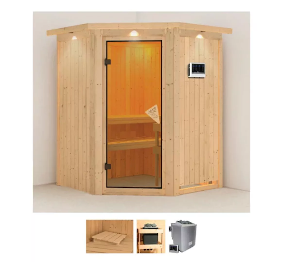 Karibu Sauna »Liva«, (Set), 9 KW-Bio-Ofen mit externer Steuerung günstig online kaufen