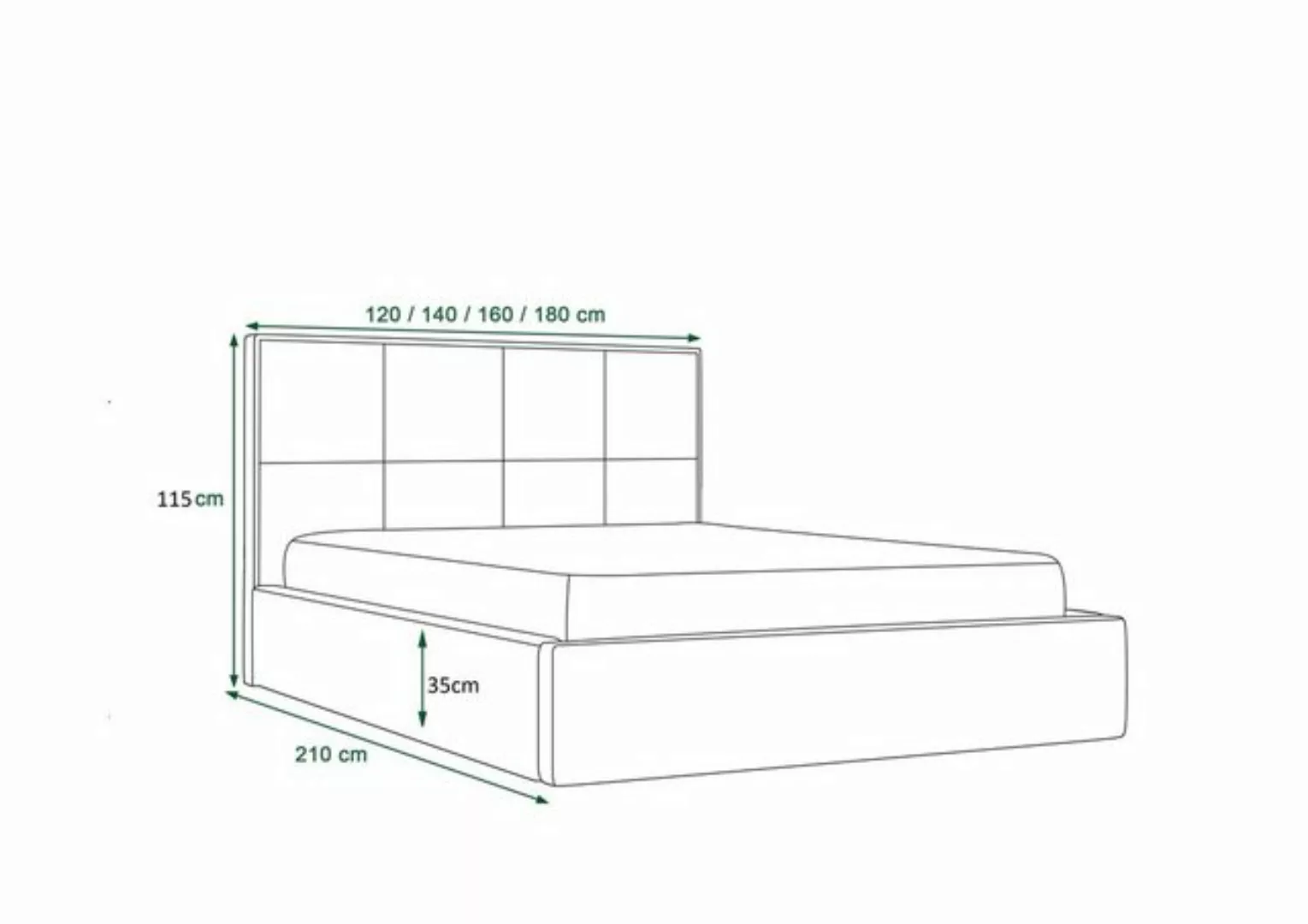 Stylefy Polsterbett Anika (Schlafzimmerbett, Bett), 120/140/160/180 x 200 c günstig online kaufen