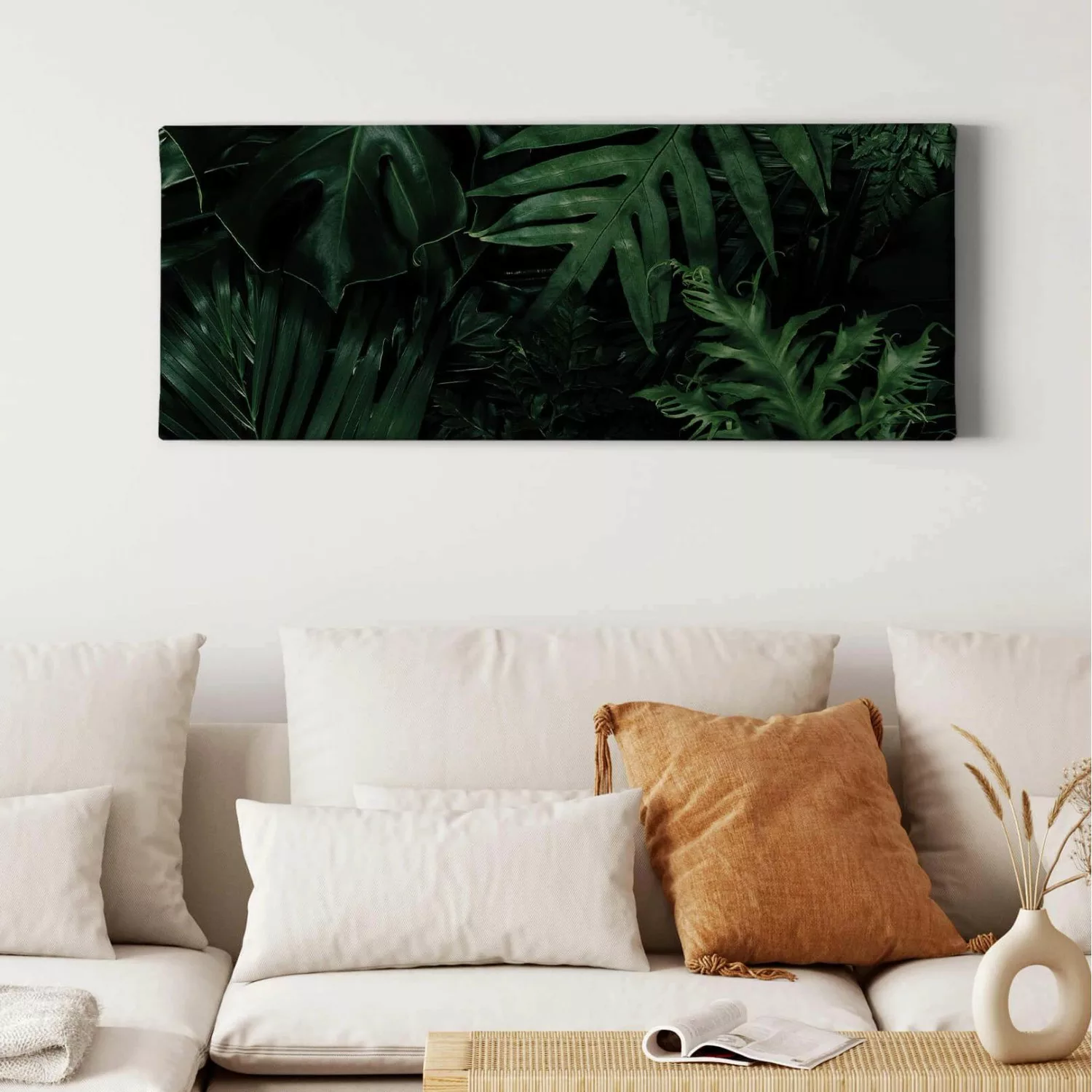 Bricoflor Wandbild Mit Blättern In Dunkelgrün Palmen Bild Auf Leinwand Für günstig online kaufen