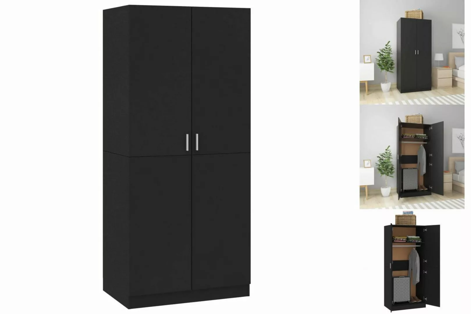 vidaXL Kleiderschrank Kleiderschrank Schwarz 8052180 cm Spanplatte günstig online kaufen