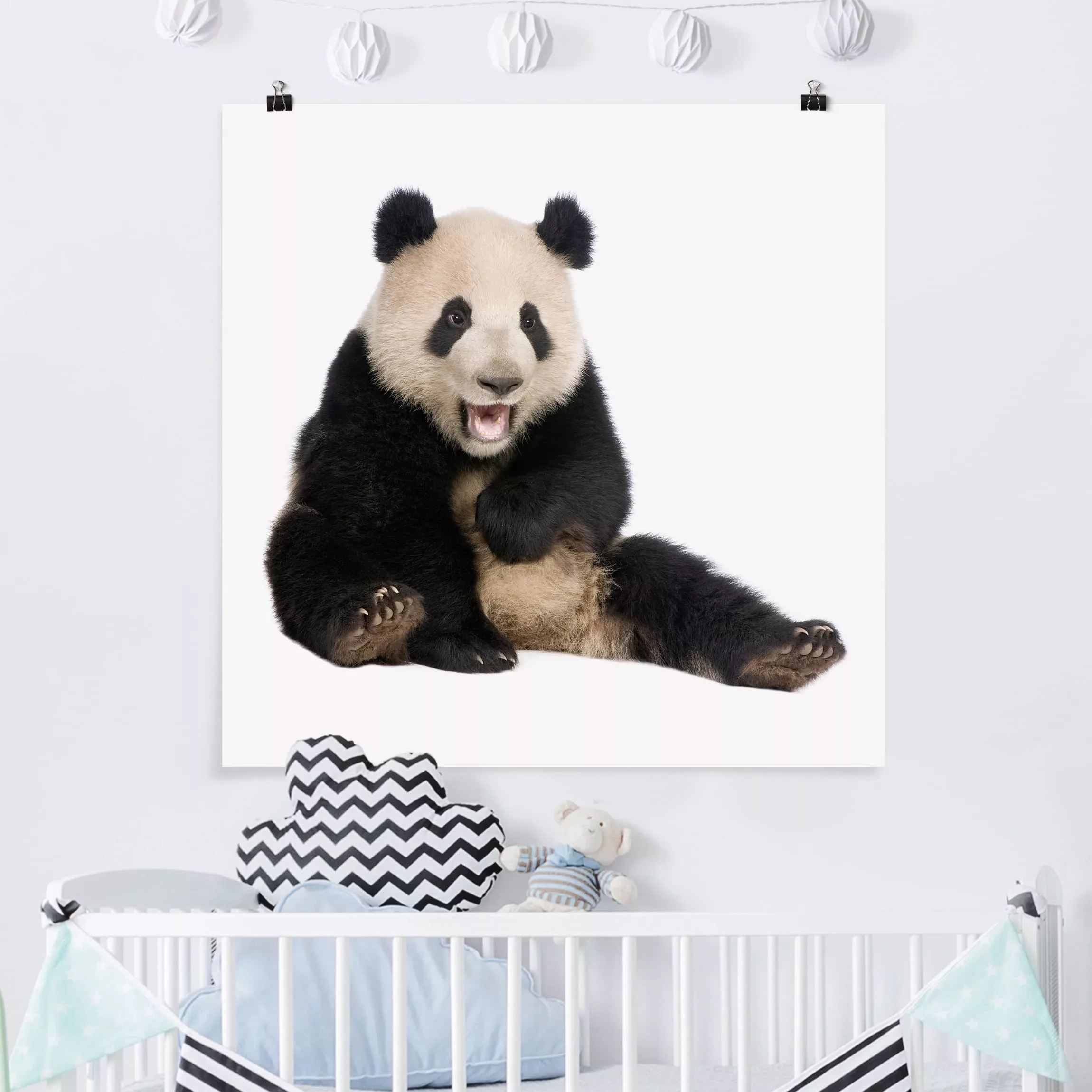 Poster Tiere - Quadrat Lachender Panda günstig online kaufen