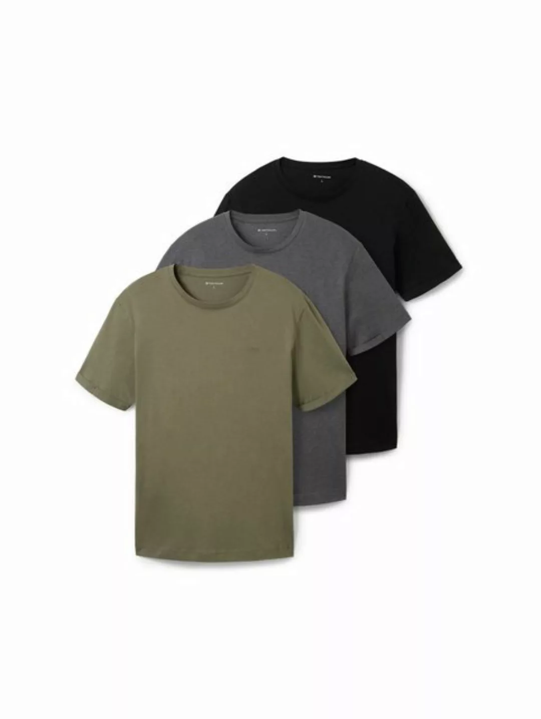 TOM TAILOR T-Shirt (Packung, 3-tlg) mit Logo-Stickerei günstig online kaufen