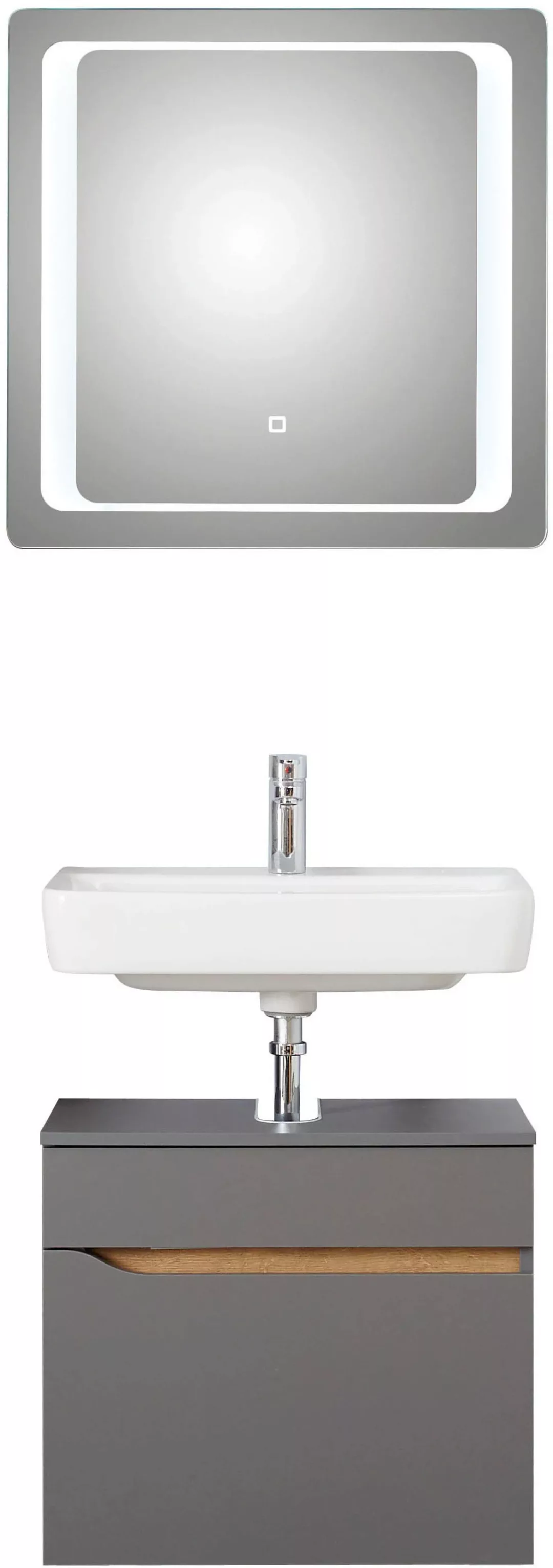 Saphir Badmöbel-Set "Quickset 2-teilig, Waschbeckenunterschrank mit LED-Spi günstig online kaufen