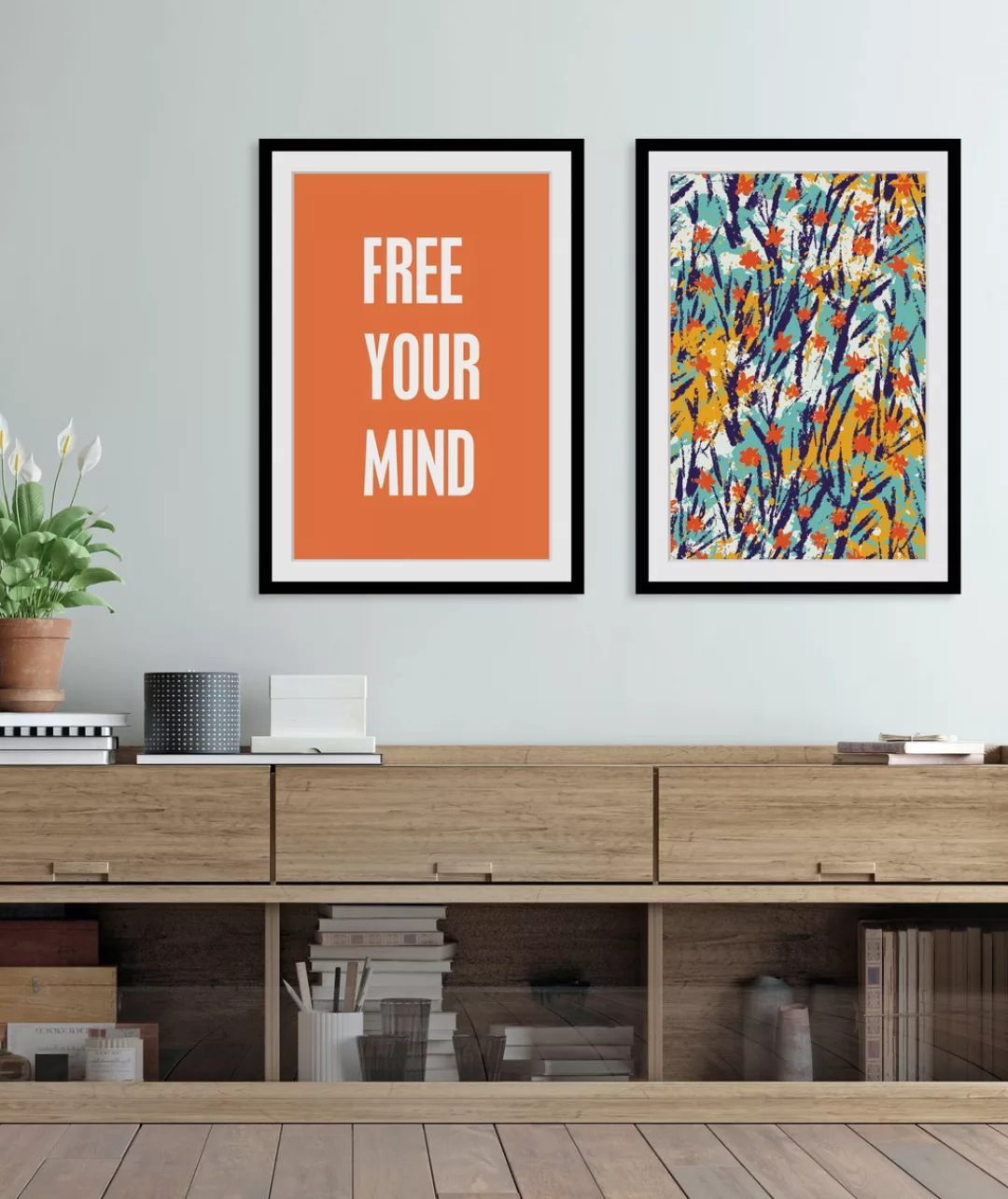 queence Bild "FREE YOUR MIND", Sprüche & Texte, gerahmt, Spruch günstig online kaufen