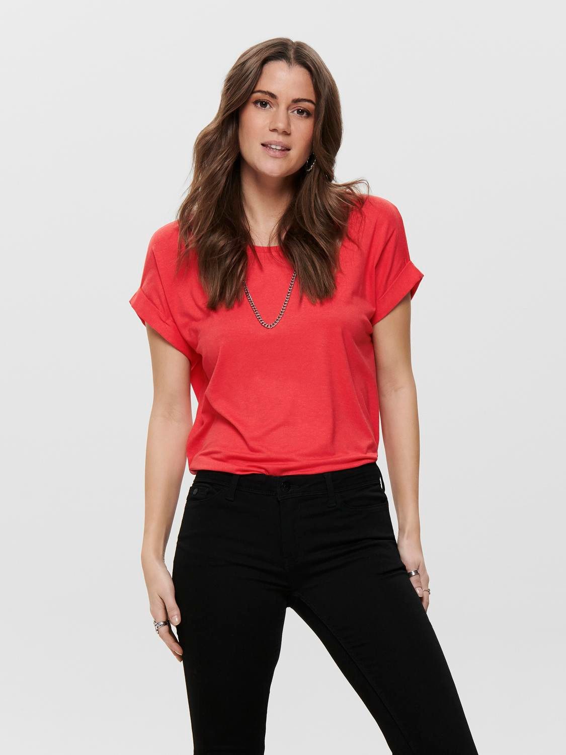 ONLY T-Shirt "ONLMOSTER – Kurzarmshirt mit Aufschlag und klassischem Look", günstig online kaufen