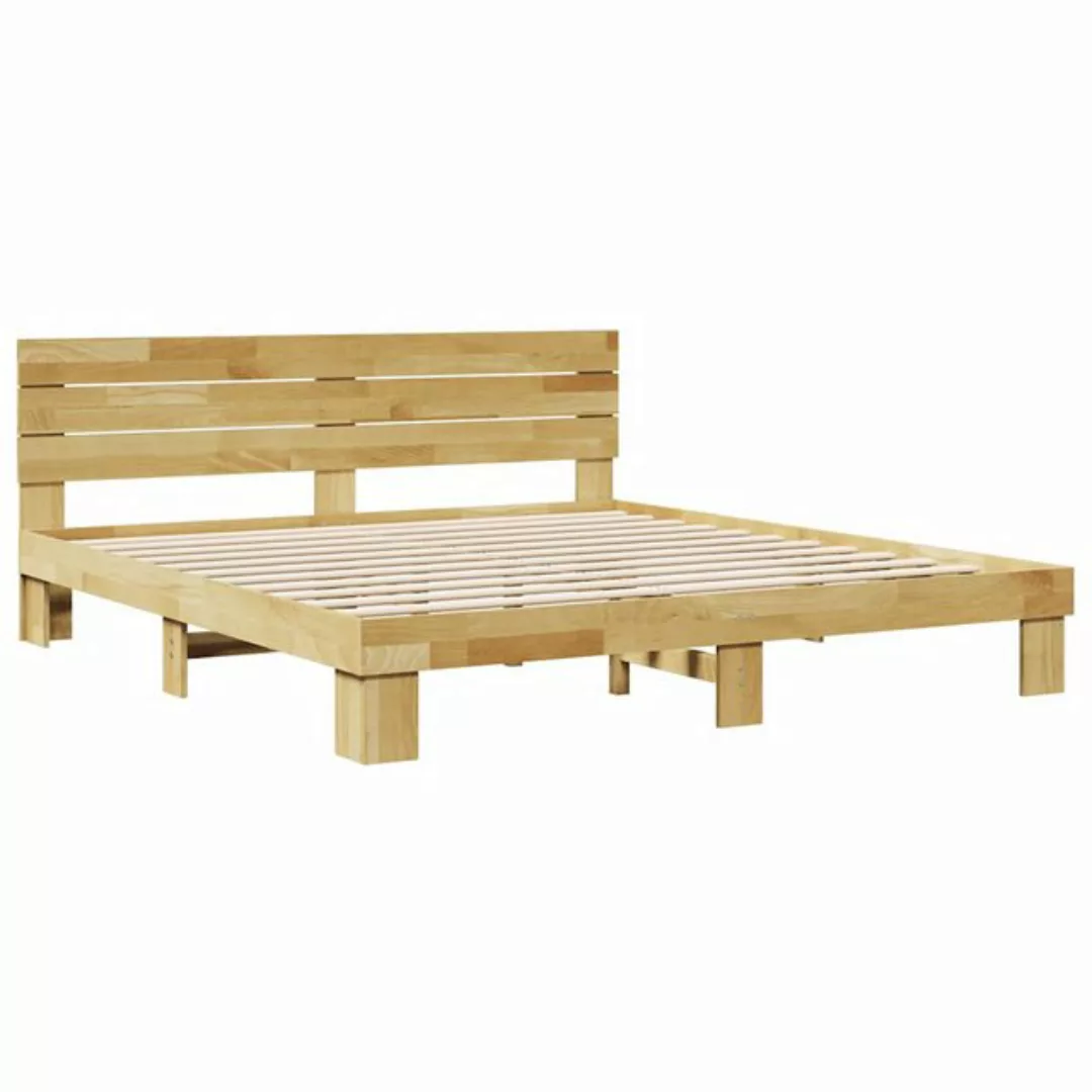 vidaXL Bett Massivholzbett mit Kopfteil ohne Matratze 180x200 cm Eichenholz günstig online kaufen