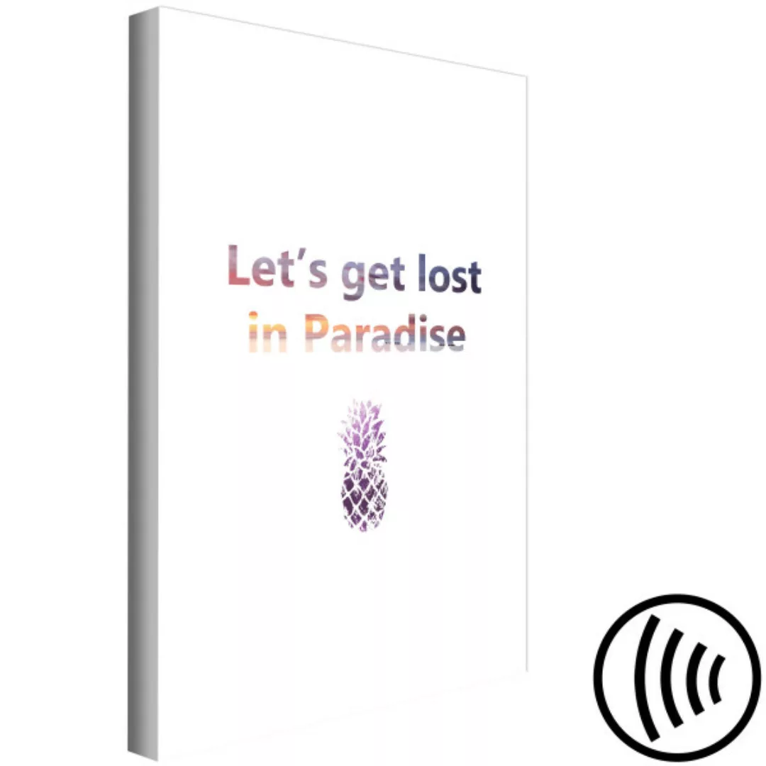 Bild auf Leinwand Lass uns im Paradies verschwinden – bunte Schrift auf Eng günstig online kaufen