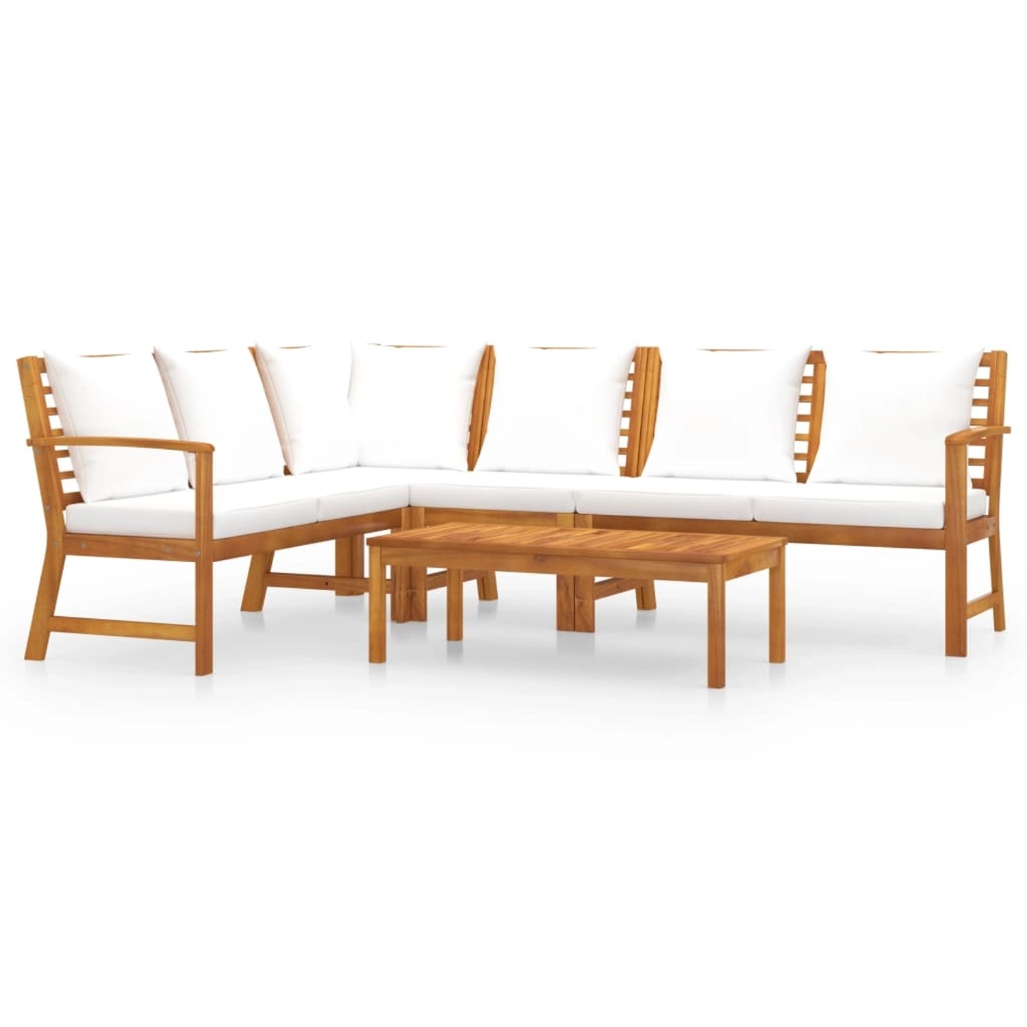 5-tlg. Garten-lounge-set Mit Auflagen Creme Massivholz Akazie günstig online kaufen