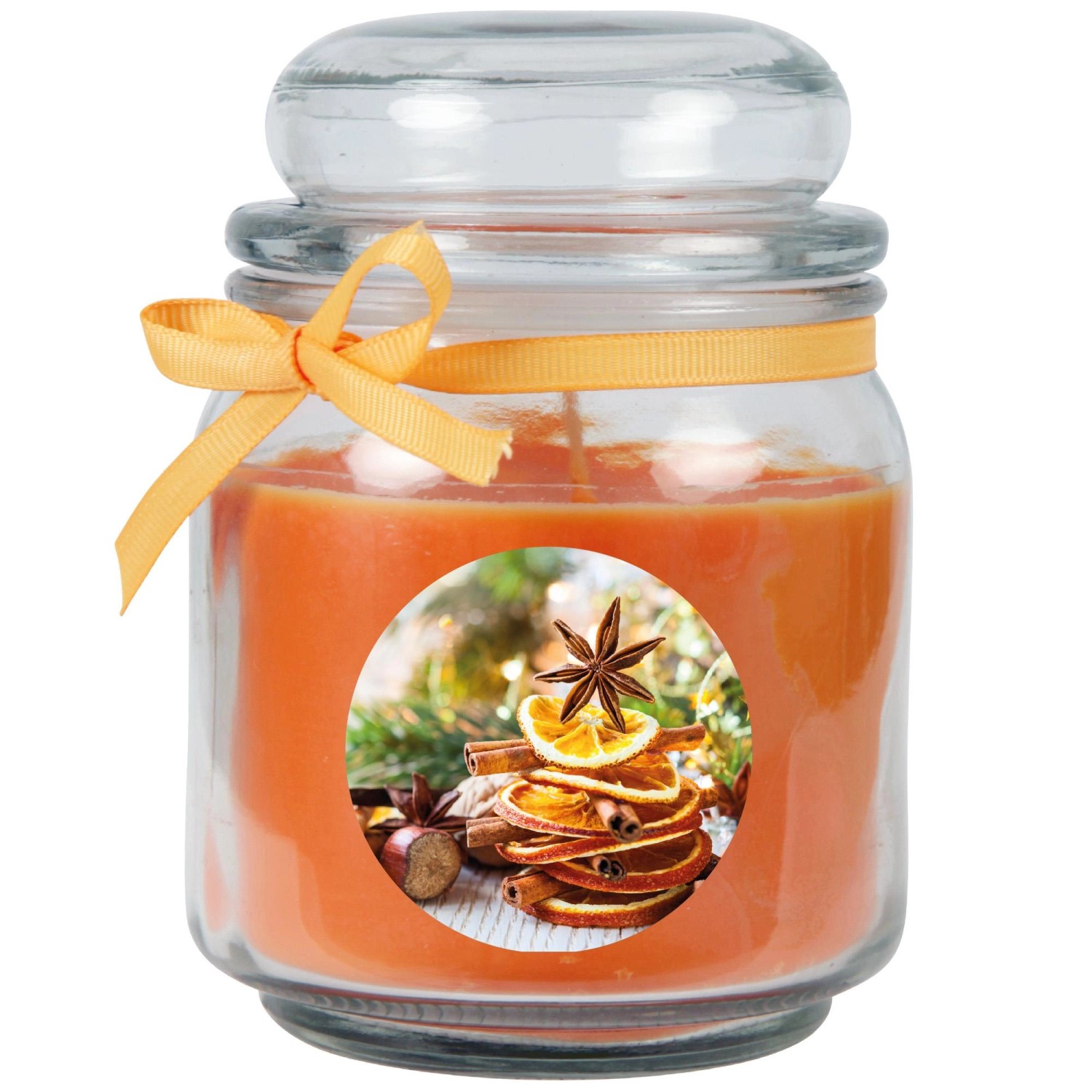 HS Candle Duftkerze & Glas Weihnachten Orange Bonbon 70h günstig online kaufen