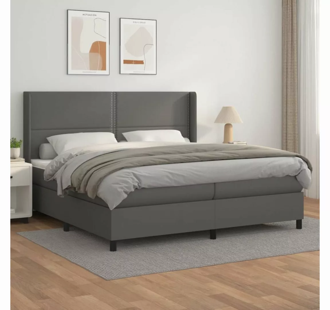 vidaXL Boxspringbett Bett Boxspringbett Kunstleder komplett mit Matratze & günstig online kaufen