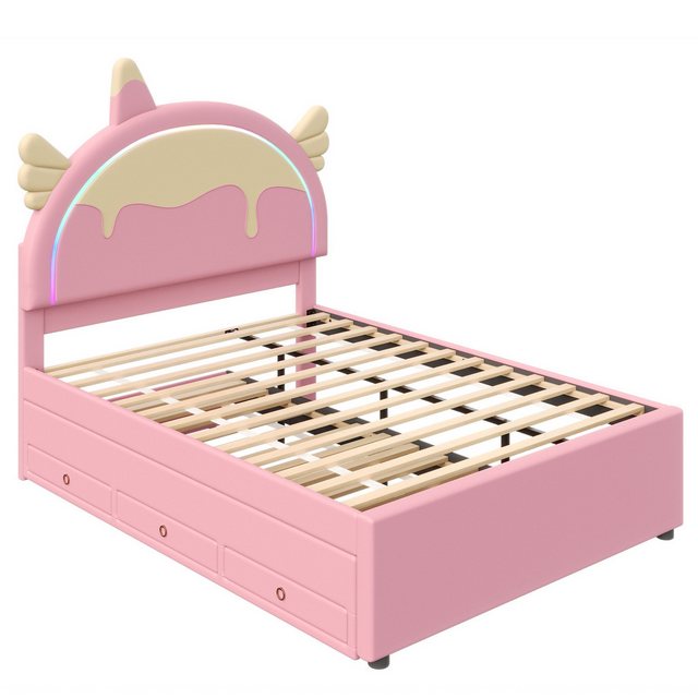 OKWISH Kinderbett Stauraumbett, ausgestattet mit ausziehbares rollbett (140 günstig online kaufen