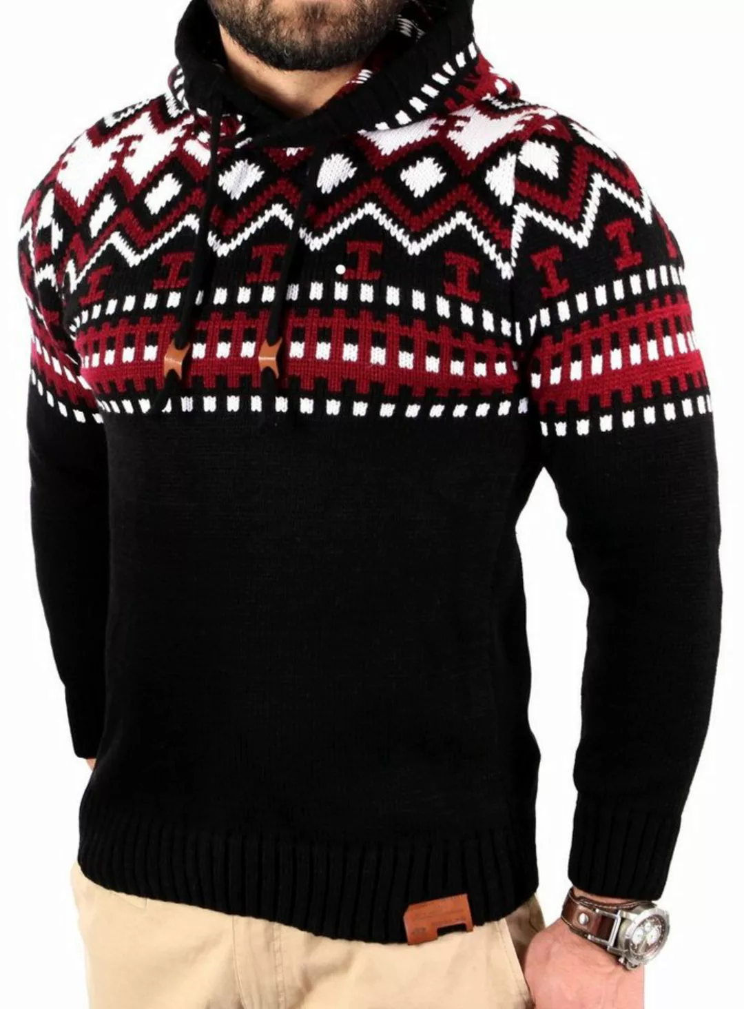 Reslad Strickpullover Reslad Herren Grobstrick Pullover Norweger Winter Kap günstig online kaufen