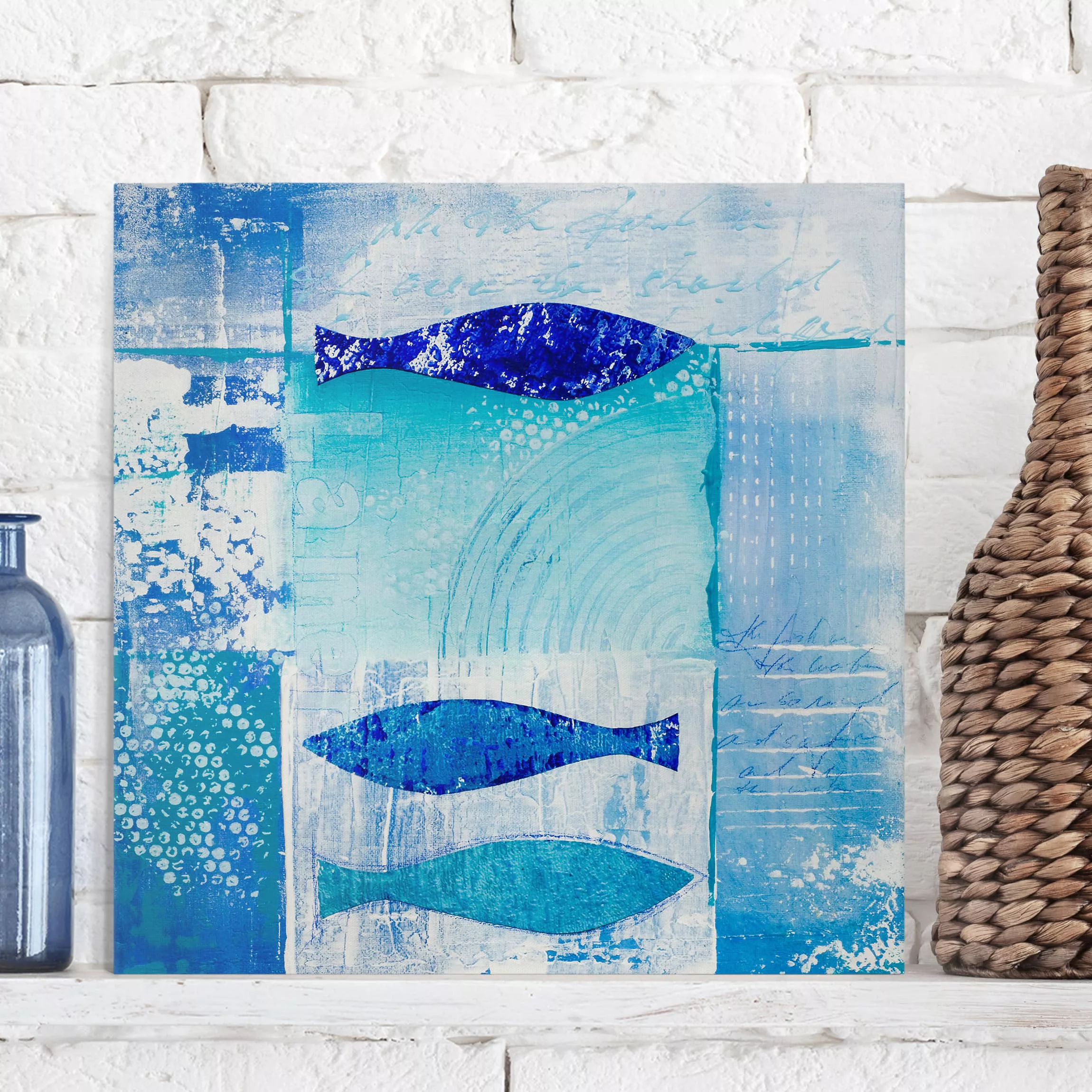 Leinwandbild Tiere - Quadrat Fish in the Blue günstig online kaufen