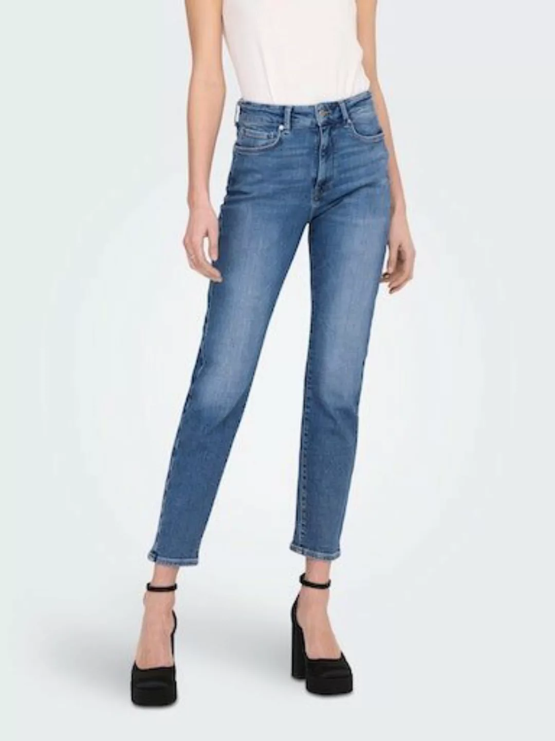 Only Damen Jeans ONLEMILY STRETCH - Straight Fit - Blau - Medium Blue Denim günstig online kaufen