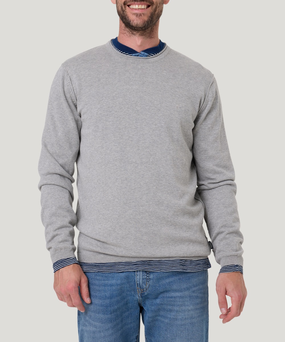 Pioneer Authentic Jeans Rundhalspullover, Ausschnitt mit Rollkante, Außennä günstig online kaufen