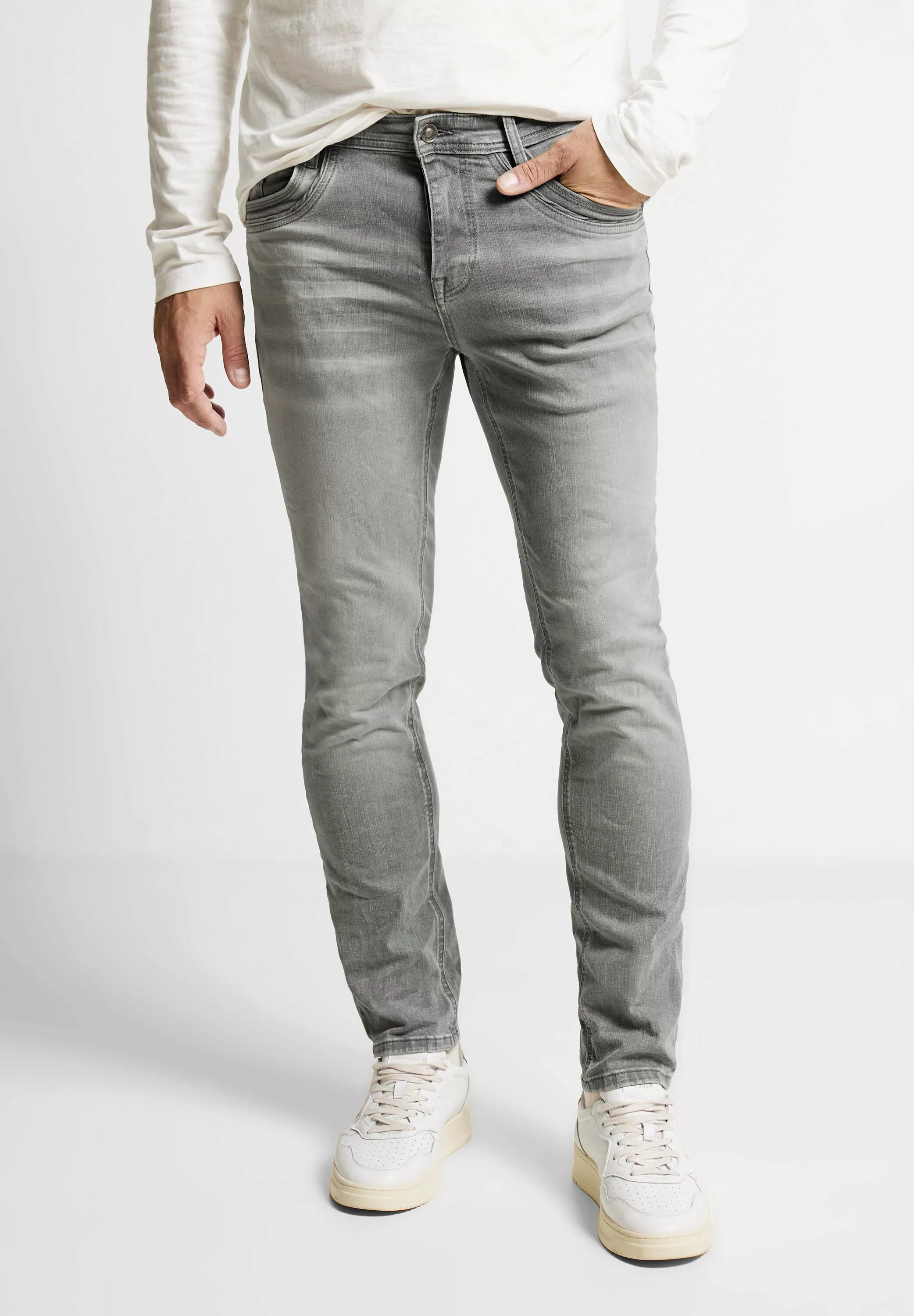 STREET ONE MEN Slim-fit-Jeans in grauer Waschung günstig online kaufen